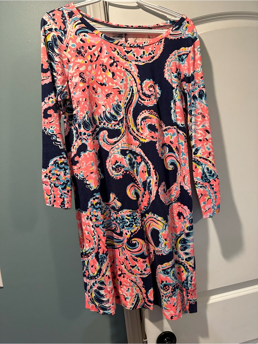 Lilly Pulitzer Navy and Coral Paisley Shift Dress